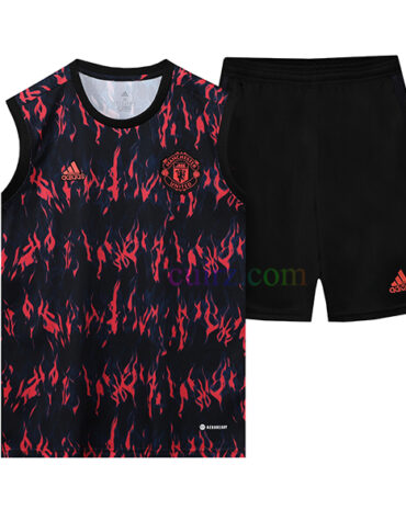 Camiseta de Entrenamiento Manchester United 2022/23 Kit Sin Mangas Negro Rojo