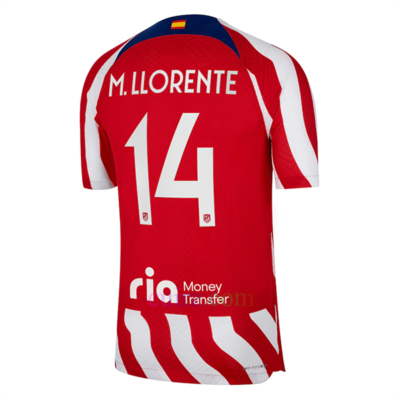 Camiseta Atlético de Madrid 1ª Equipación 2022/23 Marcos Llorente 14 Champions League Versión Jugador | Cuirz