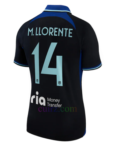 Camiseta Atlético de Madrid 2ª Equipación 2022/23 Marcos Llorente 14 Champions League Mujer | Cuirz
