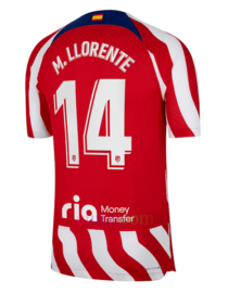 Camiseta Atlético de Madrid 1ª Equipación 2022/23 Marcos Llorente 14 Champions League Versión Jugador