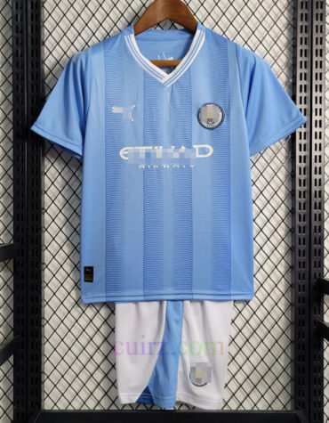 Pantalón y Camiseta Manchester City 1ª Equipación 2023 2024 Niños