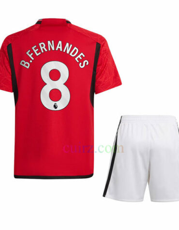 Pantalón y Camiseta B Fernandes Manchester United 1ª Equipación 2023 2024 Niños