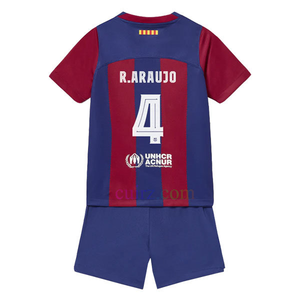Pantalón y Camiseta 4 Araujo Barcelona 1ª Equipación 2023 2024 Niños