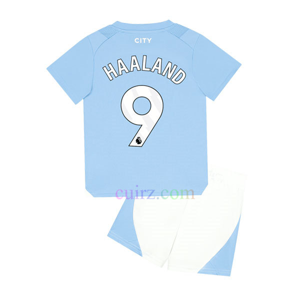 Pantalón y Camiseta Haaland Manchester City 1ª Equipación 2023 2024 Niños