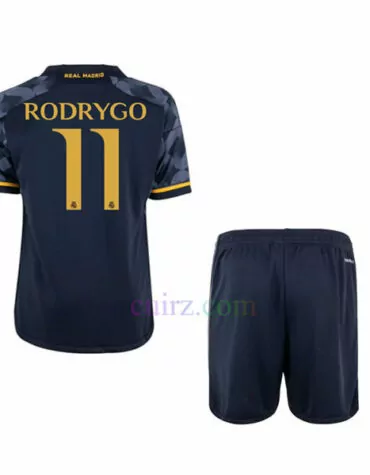 Pantalón y Camiseta Rodrygo Real Madrid 2ª Equipación 2023 2024 Niños